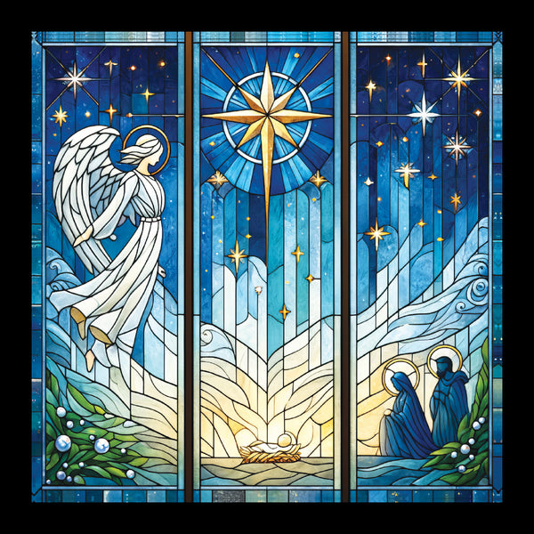 Stained Glass Nativity - Pack of 5 cards - Ref: kk40c